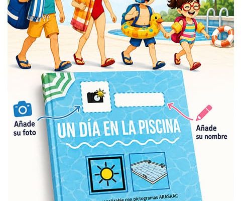 Cuento personalizable con pictogramas. Un día en la piscina